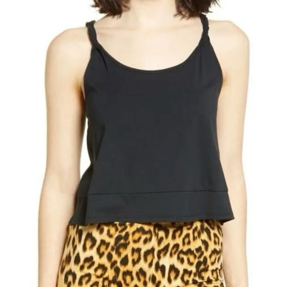 NWT BP. Nordstrom Twist Strap Boxy Fit Crop Tank, Size 1X - Black